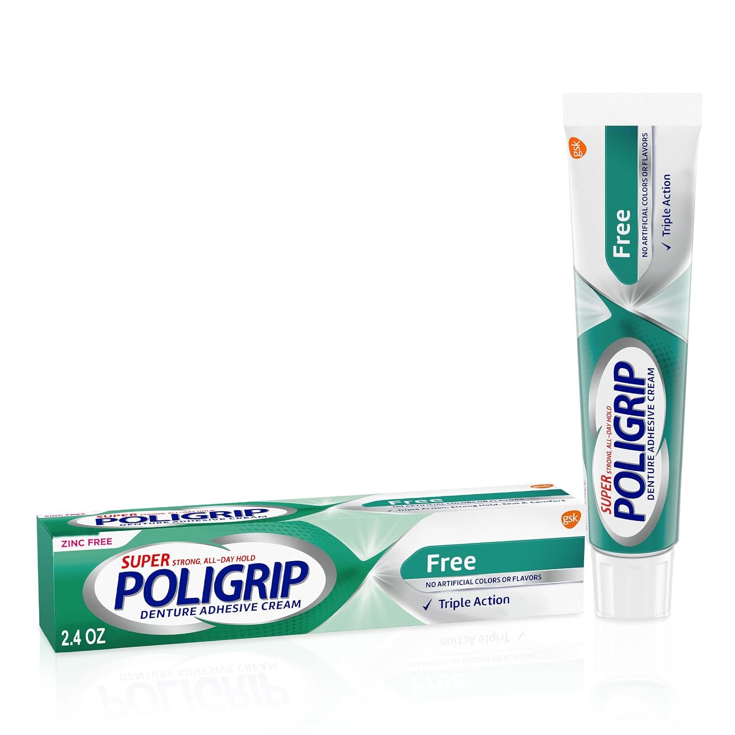 Super Poligrip Free zinc-free denture adhesive